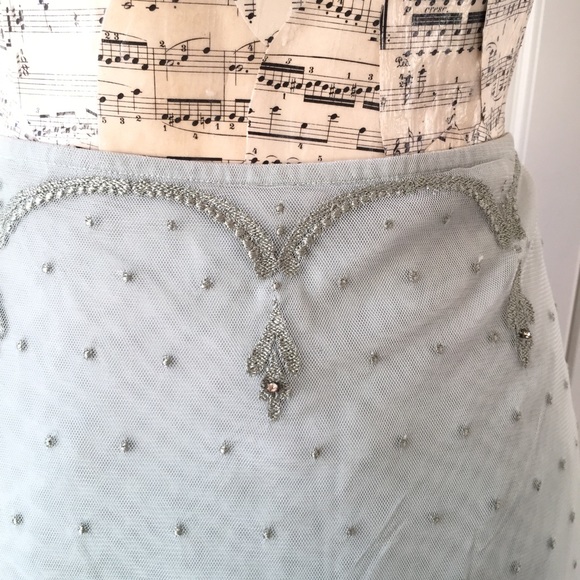 ✳️Anthropologie Sea Foam Green Scallop Lace Skirt - Picture 3 of 8